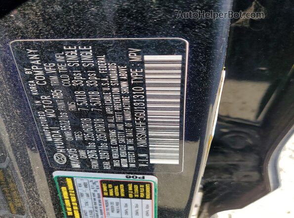 KM8SM4HF5GU131310 2016 HYUNDAI SANTA Black Вид підкапотного простору
