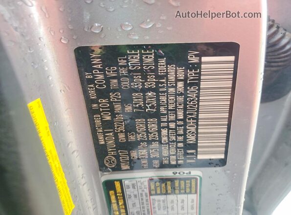 KM8SMDHFXJU263406 2018 HYUNDAI SANTA Silver Engine compartment view