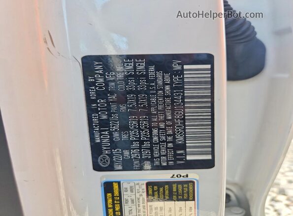 KM8SRDHF8GU134431 2016 HYUNDAI SANTA White Vista de la etiqueta del VIN