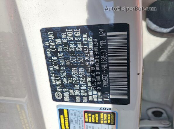 KM8SRDHF8HU189530 2017 HYUNDAI SANTA White Widok naklejki z numerem VIN