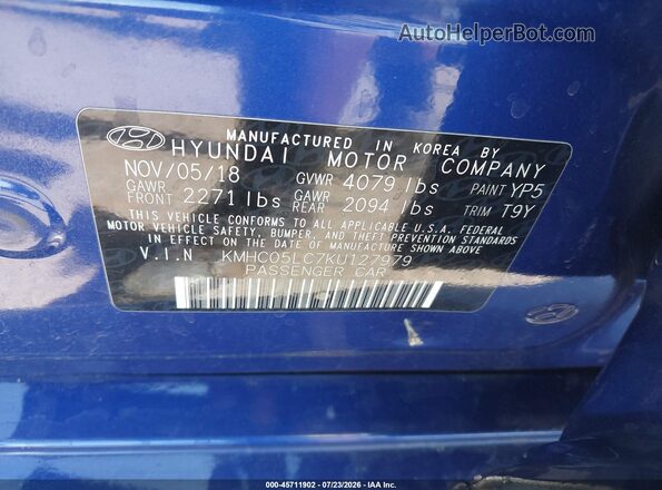 KMHC05LC7KU127979 2019 HYUNDAI IONIQ HYBRID Синий Вид подкапотного пространства
