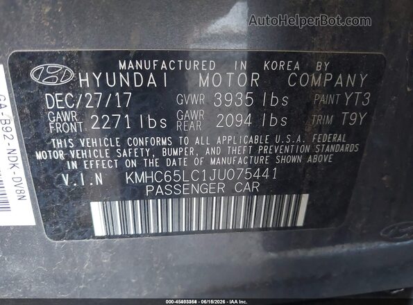 KMHC65LC1JU075441 2018 HYUNDAI IONIQ HYBRID Gray Engine compartment view