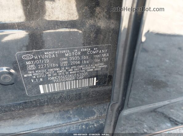 KMHC65LC1KU163505 2019 HYUNDAI IONIQ HYBRID Black Widok komory silnika