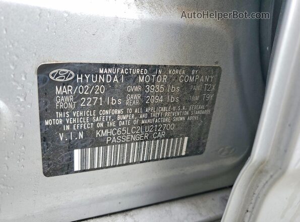 KMHC65LC2LU212700 2020 HYUNDAI IONIQ Серебряный Панорамный вид салона 360°