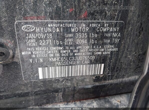 KMHC65LC3JU076509 2018 HYUNDAI IONIQ HYBRID Black Vista del compartimento del motor