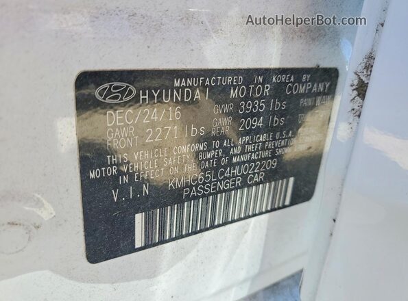 KMHC65LC4HU022209 2017 HYUNDAI IONIQ White Widok komory silnika