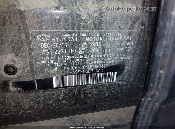 KMHC65LC4HU022419 2017 HYUNDAI IONIQ HYBRID Black Вид підкапотного простору