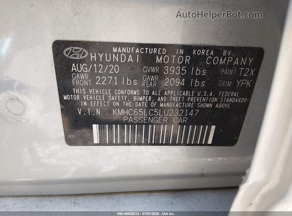 KMHC65LC5LU232147 2020 HYUNDAI IONIQ HYBRID Silver Engine compartment view