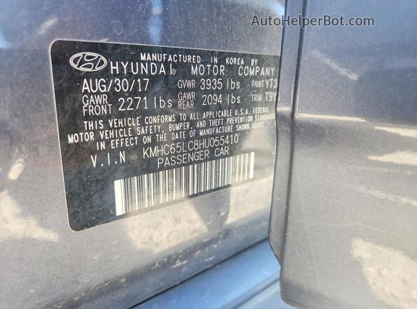 KMHC65LC8HU055410 2017 HYUNDAI IONIQ Charcoal Vista del compartimento del motor