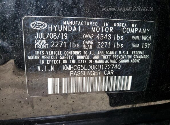 KMHC65LD0KU172740 2019 HYUNDAI IONIQ Black Вид підкапотного простору