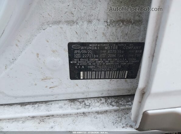 KMHC75LC0LU221134 2020 HYUNDAI IONIQ HYBRID White Շարժիչի բաժամունքի տեսք