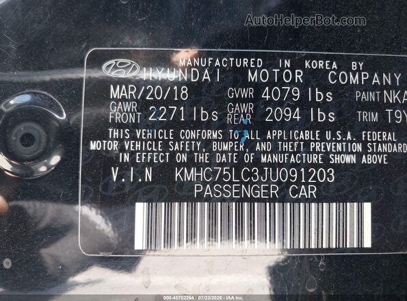KMHC75LC3JU091203 2018 HYUNDAI IONIQ HYBRID Black Widok komory silnika