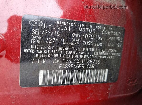 KMHC75LCXLU186716 2020 HYUNDAI IONIQ Красный Вид подкапотного пространства