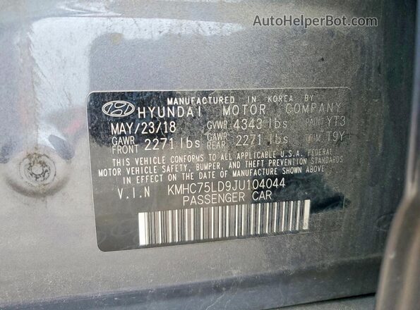 KMHC75LD9JU104044 2018 HYUNDAI IONIQ Gray Շարժիչի բաժամունքի տեսք