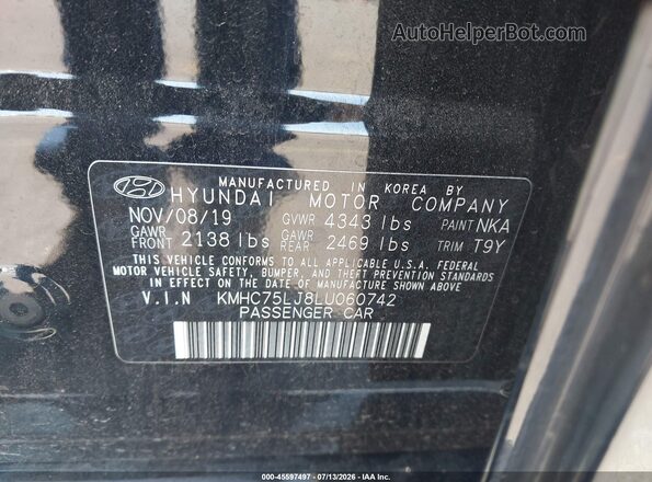 KMHC75LJ8LU060742 2020 HYUNDAI IONIQ ELECTRIC Black Շարժիչի բաժամունքի տեսք