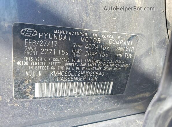 KMHC85LC2HU029640 2017 HYUNDAI IONIQ Gray Vista del compartimento del motor