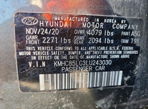 KMHC85LC3LU243030 2020 HYUNDAI IONIQ Серый Вид подкапотного пространства