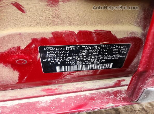 KMHC85LC4LU242498 2020 HYUNDAI IONIQ Burgundy Շարժիչի բաժամունքի տեսք