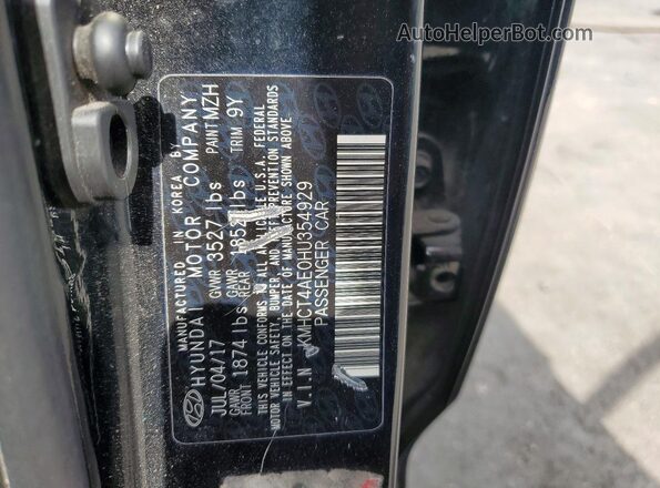 KMHCT4AE0HU354929 2017 HYUNDAI ACCENT Black Vista del compartimento del motor
