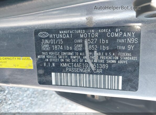 KMHCT4AE1GU951389 2016 HYUNDAI ACCENT Gray Widok komory silnika