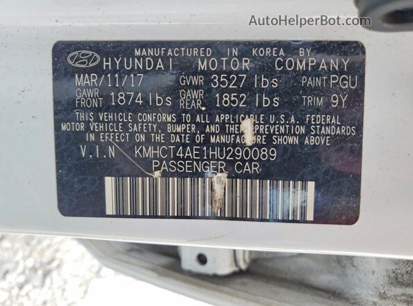 KMHCT4AE1HU290089 2017 HYUNDAI ACCENT White Widok komory silnika