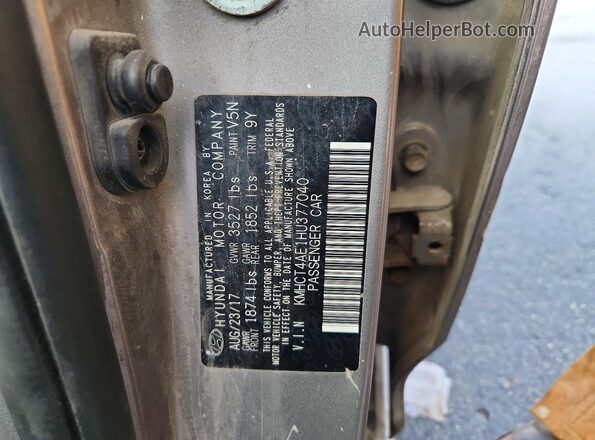 KMHCT4AE1HU377040 2017 HYUNDAI ACCENT Gray Շարժիչի բաժամունքի տեսք