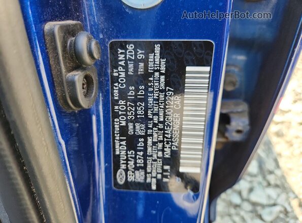 KMHCT4AE2GU012297 2016 HYUNDAI ACCENT Blue Вид підкапотного простору