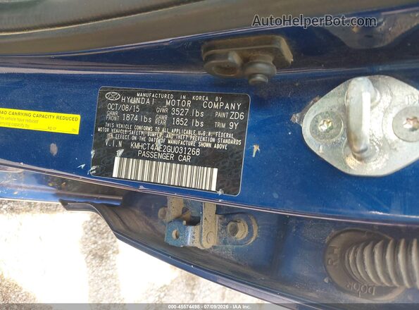 KMHCT4AE2GU031268 2016 HYUNDAI ACCENT Blue ძრავის განყოფილების ხედი