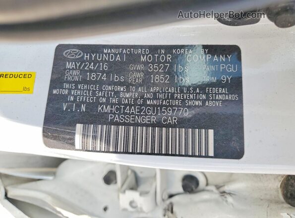 KMHCT4AE2GU159770 2016 HYUNDAI ACCENT White Շարժիչի բաժամունքի տեսք