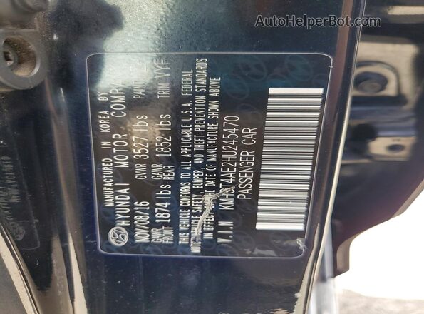 KMHCT4AE2HU245470 2017 HYUNDAI ACCENT Black Вид підкапотного простору