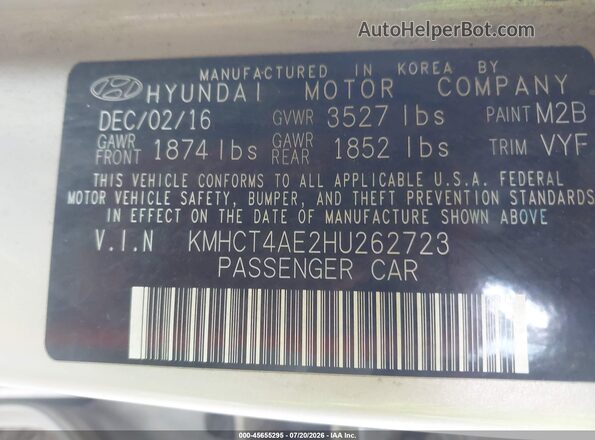 KMHCT4AE2HU262723 2017 HYUNDAI ACCENT White Vista del compartimento del motor