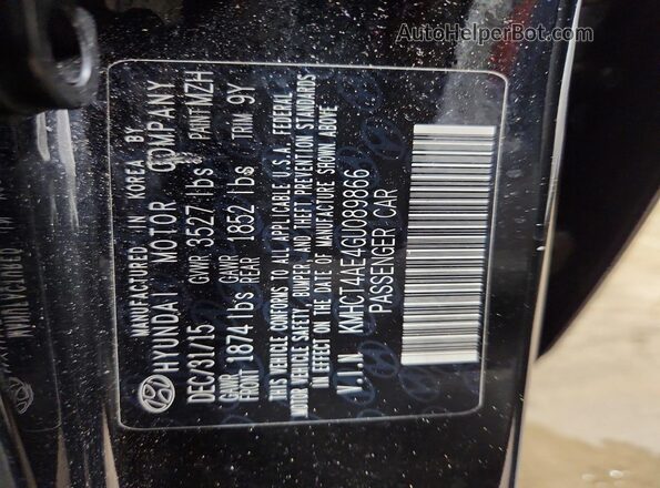 KMHCT4AE4GU089866 2016 HYUNDAI ACCENT Black Vista del compartimento del motor