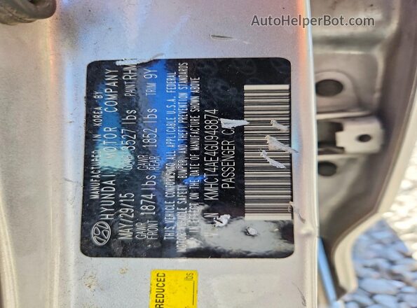 KMHCT4AE4GU948874 2016 HYUNDAI ACCENT Silver Вид підкапотного простору