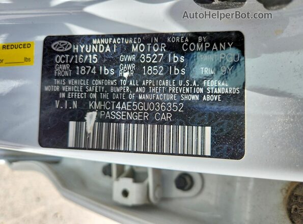 KMHCT4AE5GU036352 2016 HYUNDAI ACCENT White Vista del compartimento del motor