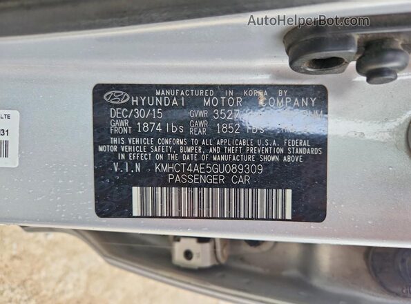 KMHCT4AE5GU089309 2016 HYUNDAI ACCENT Silver Вид підкапотного простору