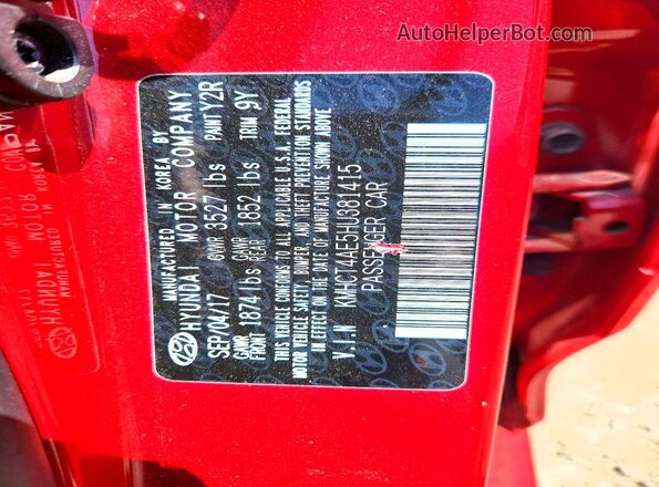 KMHCT4AE5HU381415 2017 HYUNDAI ACCENT Красный Вид подкапотного пространства