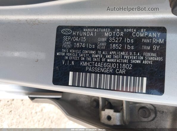 KMHCT4AE6GU011802 2016 HYUNDAI ACCENT Silver Вид підкапотного простору