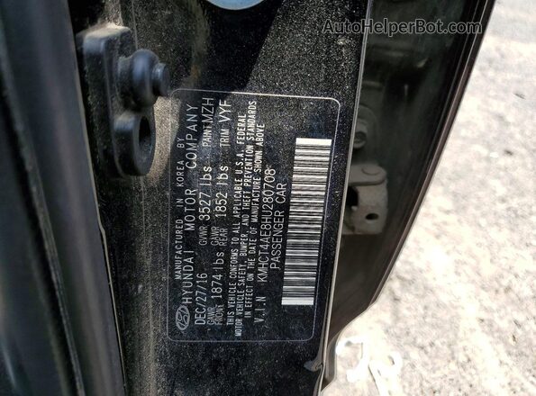 KMHCT4AE8HU280708 2017 HYUNDAI ACCENT Black Engine compartment view
