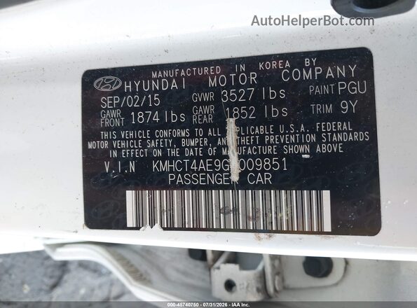 KMHCT4AE9GU009851 2016 HYUNDAI ACCENT Белый Вид подкапотного пространства