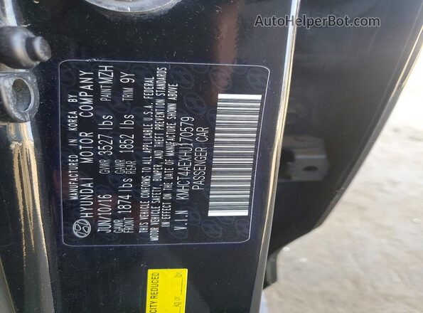 KMHCT4AEXHU170579 2017 HYUNDAI ACCENT Black Շարժիչի բաժամունքի տեսք