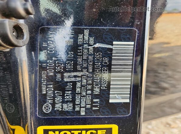 KMHCT4AEXHU341265 2017 HYUNDAI ACCENT Черный Вид подкапотного пространства