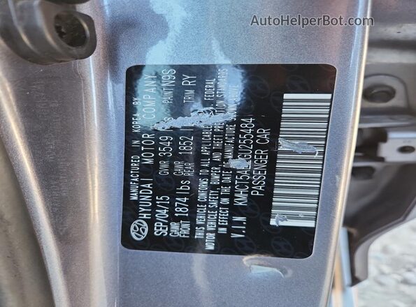 KMHCT5AE2GU255484 2016 HYUNDAI ACCENT Gray Շարժիչի բաժամունքի տեսք