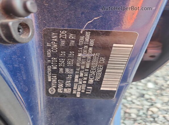 KMHCT5AEXHU338856 2017 HYUNDAI ACCENT Blue ძრავის განყოფილების ხედი