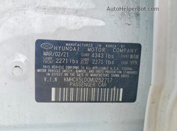 KMHCX5LD0MU252717 2021 HYUNDAI IONIQ White Engine compartment view