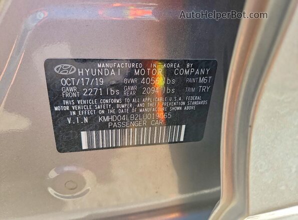 KMHD04LB2LU019065 2020 HYUNDAI ELANTRA Gray Շարժիչի բաժամունքի տեսք