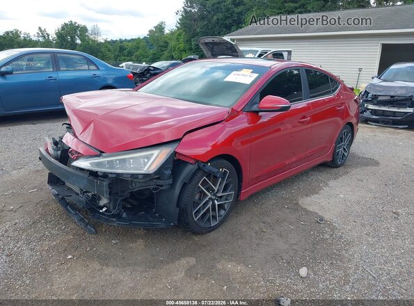 KMHD04LB6KU841902 2019 HYUNDAI ELANTRA Red Առջևի ձախ երեք քառորդ տեսարան
