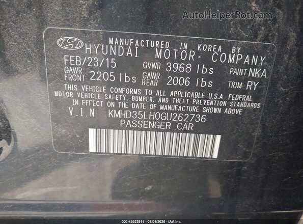 KMHD35LH0GU262736 2016 HYUNDAI ELANTRA GT Black Շարժիչի բաժամունքի տեսք