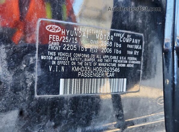 KMHD35LH0GU263546 2016 HYUNDAI ELANTRA Черный Вид подкапотного пространства