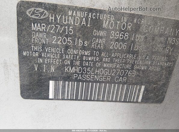 KMHD35LH0GU270769 2016 HYUNDAI ELANTRA GT Silver ძრავის განყოფილების ხედი