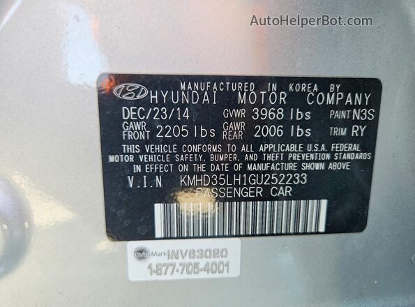 KMHD35LH1GU252233 2016 HYUNDAI ELANTRA Серебряный Вид подкапотного пространства